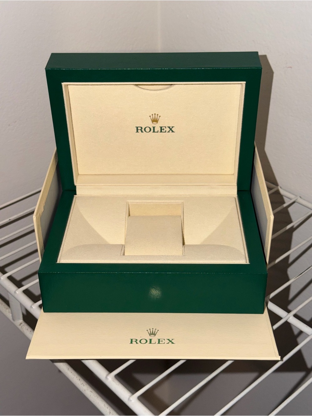 Rolex box green cream new after market inner outer medium size